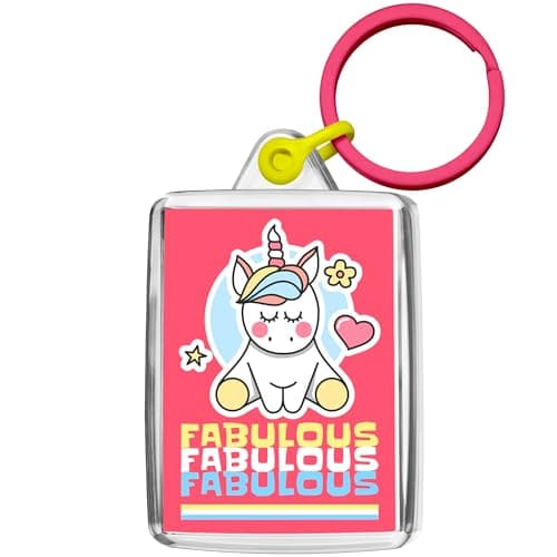 Image of Pixly® Fabulous Unicorn Keyring Key Fob Pink Keychain Kids Keepsake Fun Gift for Her Girl