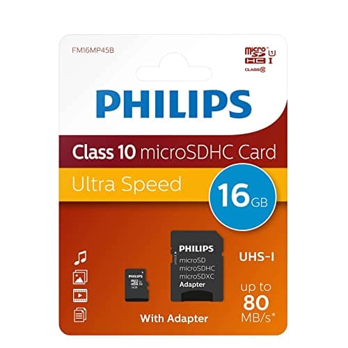 Image of Philips 16 GB Class 10 Micro SDHC Memory Card with Adapter