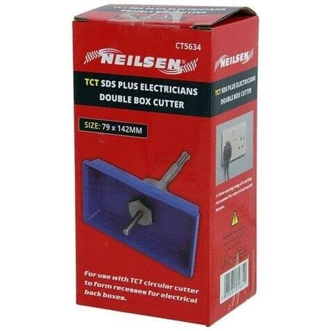 Image of TCT SDS Plus Electricians Box Cutter Masonry Single Double Socket Back Box Square Circular Rectangle (Rectangle 79x142mm)