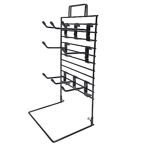 Image of Counter Mesh Panel Hook Stand in Black for Shop Display, Keyrings, Gifts 380mm x 220mm with 8 x 4 Single Black Mesh Hooks (J46M/7-FBA)