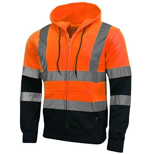 Image of Kapton Hi Vis Visibility Zip Sweatshirt Hoody | Hooded Work Top | EN471 (M, Orange/Navy)