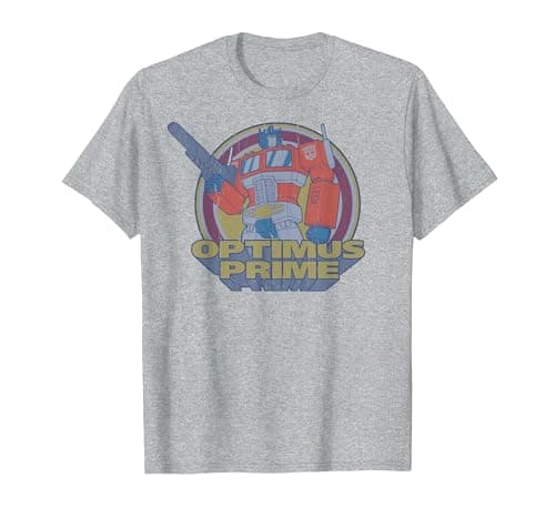 Image of Transformers Optimus Prime Retro Portrait T-Shirt, Men, Heather Grey, Large