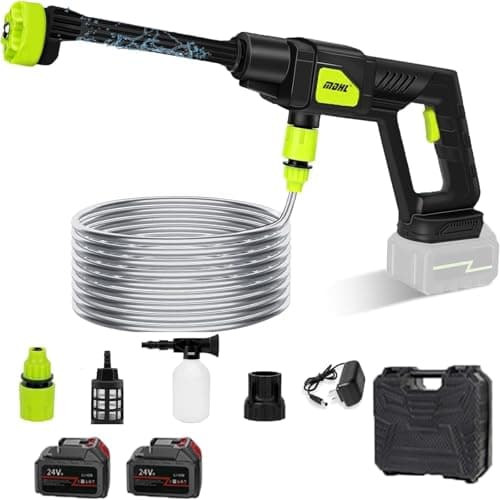 Image of 24V Cordless High Pressure Washer,Portable Power Washer with Rechargeable Battery 6-in-1 Nozzle,Handheld High-Pressure Car Washer Gun,2 Batteries,12M Long Range,Suitable for Car Washing (Black 3)