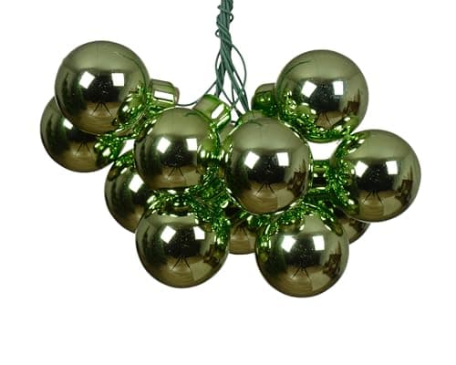 Image of Kaemingk Christmas Baubles on Wire Glass 2.5 cm x 12 Pieces Mirror Berries Shiny - Small Decorative Baubles - Christmas Tree Decoration & Christmas Decoration - Green Tea