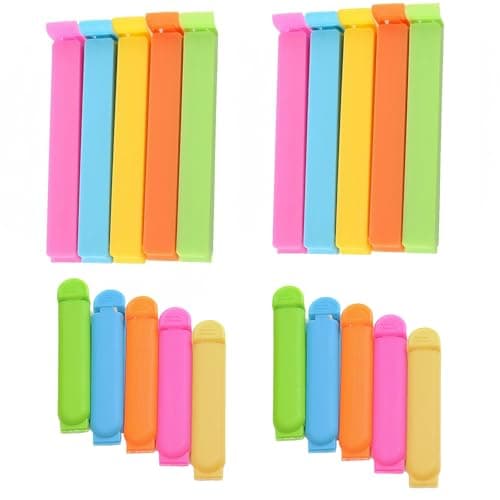 Image of 20 Pack Food Bag Clips 7cm 11cm Plastic Sealers for Food Storage Freezer Fridge - Reusable Fasteners Snacks Coffee Sandwich - 5 Colors Kitchen Organiser