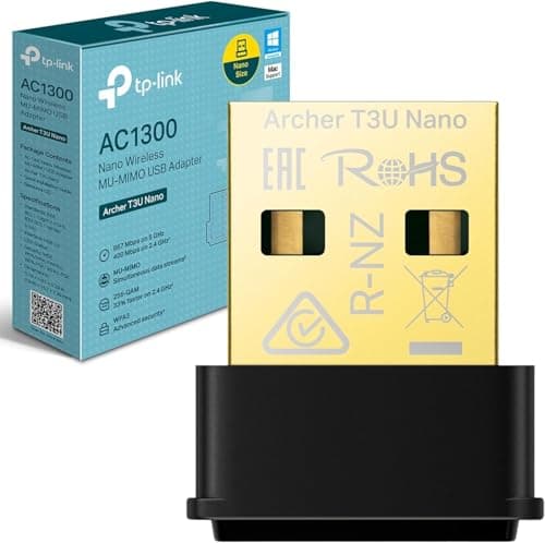 Image of TP-Link Archer T3U Nano WiFi Dongle, AC1300 Wireless USB 2.0 wifi Adapter, Dual-Band Wi-Fi Dongle, MU-MIMO, Supports Windows 10/8.1/8/7, Mac OS 10.15 and earlier, Highly Secure WPA3, Miniature Design
