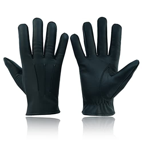 Image of Swift Wear Men's Leather Police Soft Genuine Real Driving Gloves Unlined Black (XL, Black)
