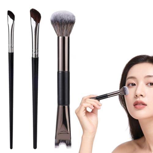 Image of 3pcs Nose Contour Brushes, 2 in 1 Dual-Ended Fluffy U Shaped Angled Makeup Concealer Brushes for Nose Shaping Concealing Sculpting & Highlighting