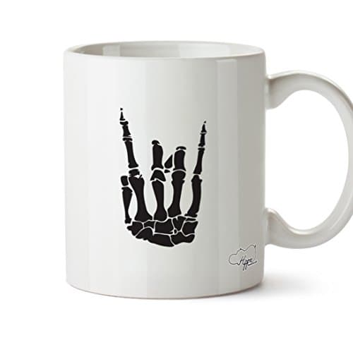 Image of Hippowarehouse Skeleton Hand Printed Mug Cup Ceramic 10oz