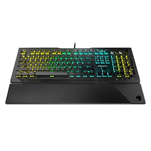 Image of Roccat Vulcan Pro Linear Optical PC Gaming Keyboard, Titan Switch Full Size with Per Key AIMO RGB Lighting, Anodized Aluminum Top Plate and Detachable Palm/Wrist Rest, Low Profile, Black
