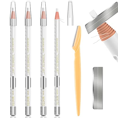 Image of Waterproof Eyebrows Pencil Tattoo Makeup And Microblading Supplies Kit-Permanent Eye Brow Liners In 5 Colors Waterproof Eyebrow Pencils Peel - Brow Pencil Set For Marking (4 white)