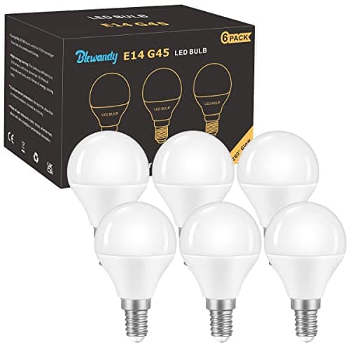 Image of Blewandy E14 Golf Ball LED Light Bulb, Small Edison Screw G45 Bulb, 5W LED Daylight Screw in Lights Bulbs Equivalent 40W Incandescent, 500LM Cool White 6500K Non-Dimmable No Flicker, 6 Pack