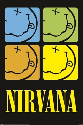 Image of Pyramid Poster Nirvana Smiley Squares, Multicoloured, 24 x 36 Inches