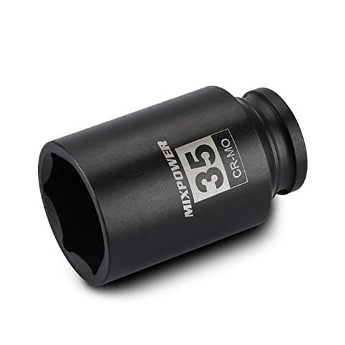 Image of MIXPOWER 1/2" Drive Deep Impact Socket, CR-MO, 35mm, 6 Point, Axle Nut Impact Grade Socket for Easy Removal