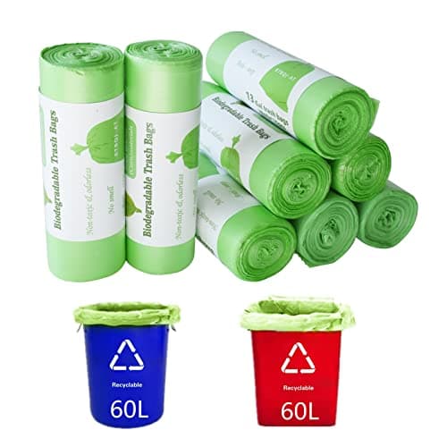 Image of RTBQJ-AT 100% Biodegradable Bin Liners, 60L 120 Bags Biodegradable Food Waste Bags, Super Sturdy Bin Bags