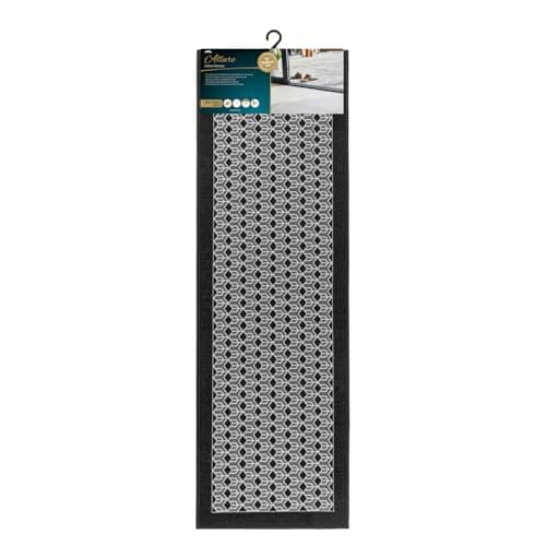 Image of JVL Allure Machine Washable Entrance Runner Doormat, 50x150cm - Black