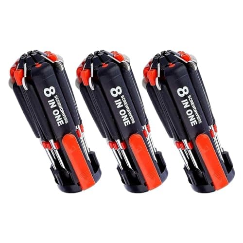 Image of PEBBLE HUG Multifunction Screwdriver 8 in 1, Ideal Tool Kit for Multi-Purpose Furniture, Home, Nightwork, Adjustable Angle, DIY Maintenance, Kitchen, Computer, etc, (3 Pcs)