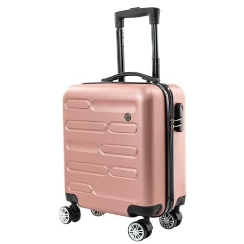 Image of SA Products Rose Gold Cabin Suitcase 45x36x20cm - Lightweight Hardshell Carry On Luggage with 4 Spinner Wheels, Telescopic Handle - Cabin Bag with Divider Pocket, Travel Case with Spacious Interior