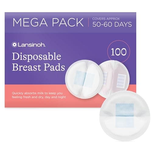 Image of Lansinoh Disposable Breast Pads - Leakproof & Ultra Thin Absorbent Maternity Pads - Discreet Fit Nursing Pads Breastfeeding Essentials - 100 Pack