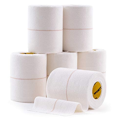 Image of 6 Rolls - SPORTTAPE EAB Fabric Strapping Tape - 7.5cm x 4.5m | Elastic Adhesive Bandage Fabric Tape, Rugby Lifting & Strapping Tape, Extra Strong Sports Tape, Non-Tear Centreline, Cloth EAB