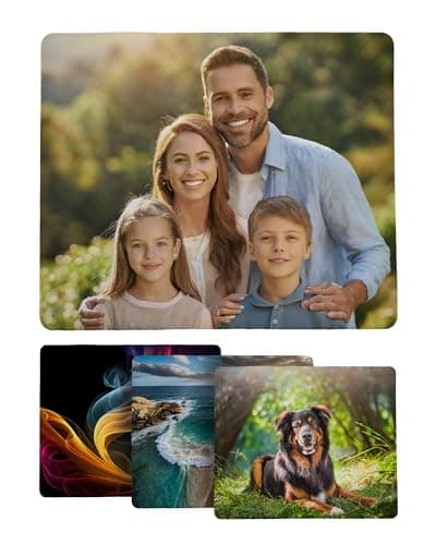 Image of PERSONALISED Photo Mouse Mat - Customized Memory Mousepad for Family, Friends, Lovers, Couples - Non-Slip Rubber Mouse Mat - Soft Comfortable and Stylish - Use with all Mouse types