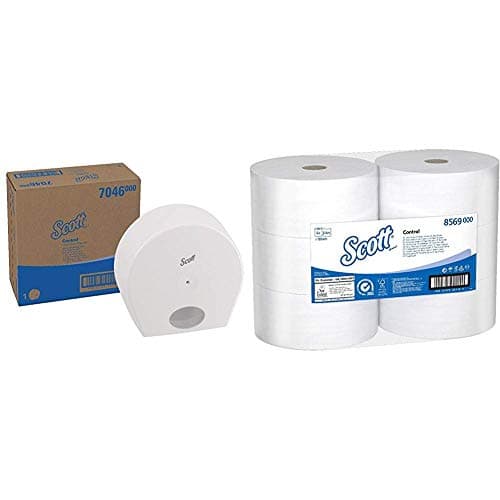 Image of Scott Control, 7046, Toilet Tissue Roll Dispenser, White, 1 x 1 Dispenser (Including Centrefeed Toilet Tissue, 8569)