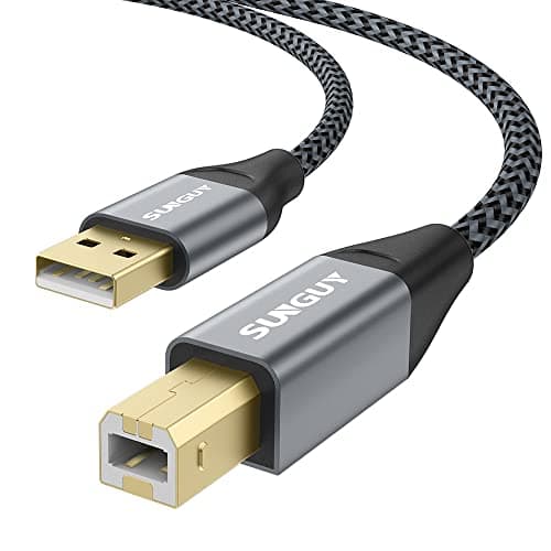 Image of SUNGUY USB Printer Cable 10FT, USB A to B Printer Cable Nylon USB 2.0 Type B Code Compatible with Lexmark, Dell, HP, Canon, Epson, Xerox, Brother and More - Grey, 10ft