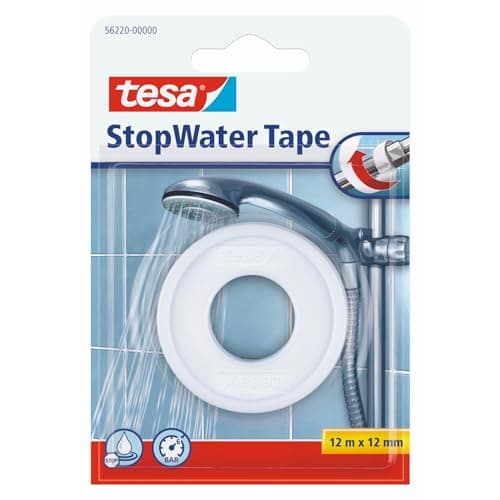 Image of tesa 56220 PTFE Plumbing Repair Tape - 12mm x 12M - White, 56220-00000-00