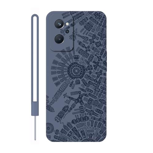 Image of Sunrive Case compatible with realme 9i, Ultra Slim matte Soft Premium TPU Back Rubber Bumper Protector Patterns Cover(grey)+1 x Phone Lanyard