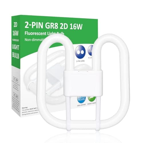 Image of Ddlisu GR8 2 Pin 16W 2D Compact Fluorescent Light Bulb, Square Flat Butterfly Shape Energy Saving Lamp, GR8 DD Bathroom Light Bulb 2 Pin Warm White 3500K, Suitable for Office, Recessed Ceiling Lights