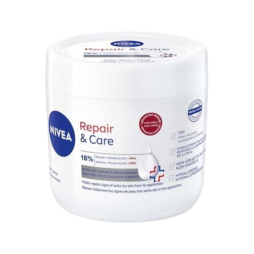 Image of NIVEA Repair & Care Urea Cream (400ml), Deeply Hydrating Moisturising Cream, Moisturises Dry Skin With Urea and Glycerine for 72H, Ideal for Body, Hand and Face