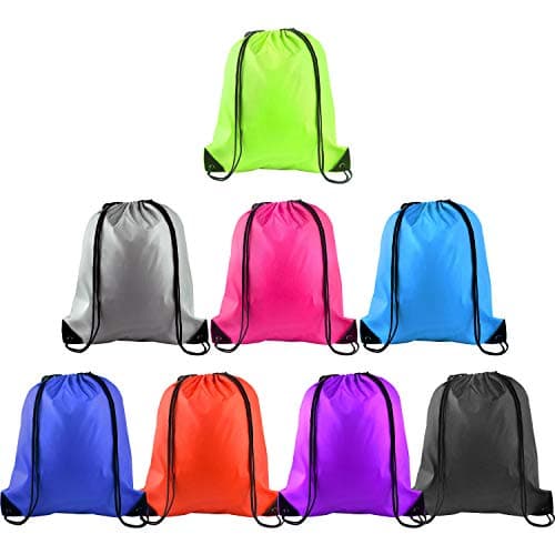 Image of FEPITO 2/8/12/15/16/22 Pack Drawstring Backpack Bags Sack Cinch Bag String Backpack for Gym Traveling (8, Colorful)