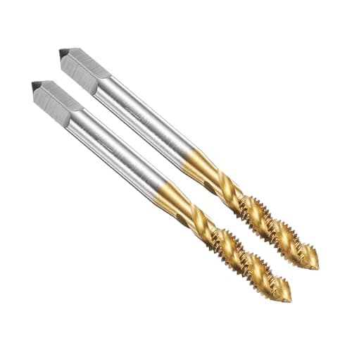 Image of sourcing map 2pcs Spiral Flute Thread Taps 10-32 UNF 2B Machine Threading Tap Bit, Titanium Coated Screw Tapping Repair Tool, M2 High-Speed Steel (HSS)