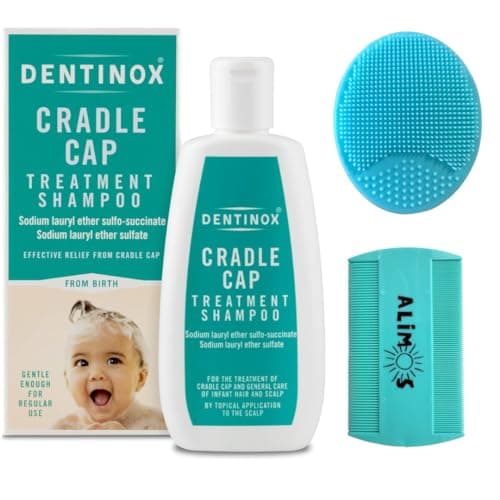 Image of Alimos Baby Bath Silicone Brush & Fine Tooth Comb With Cradle Cap Treatment Shampoo for Babies, 125 milliliters