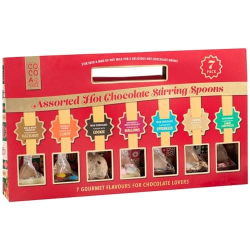 Image of Assorted Hot Chocolate Flavour Stirrers 7pk - Chocolate Lovers - Stocking Filler - Hot Chocolate Spoons - Delicious Flavours To Your Hot Drinks
