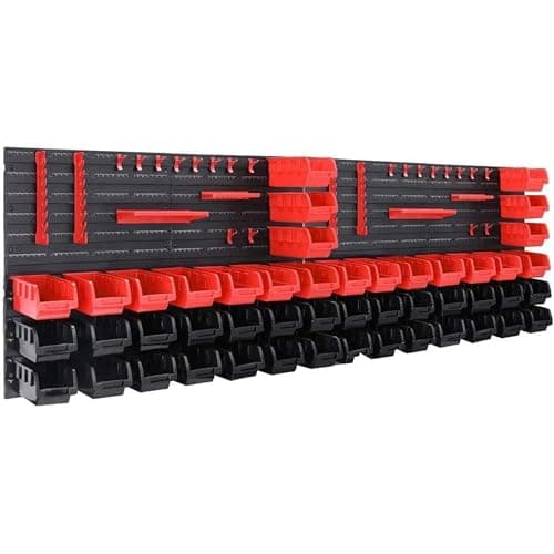 Image of DEUBA® 86 Piece Garage Wall Racks with Storage Boxes & Wall Panels for Workshop, Craft Organiser, Pegboard Tool Rack Stackable Small Parts Bins Plastic Storage Box Tools Organiser