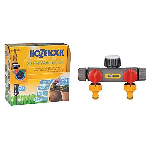Image of Hozelock Ltd 20 Pot Watering Kit Including AC1 Timer which Has 13 Pre-set Programs to Supply Water From Once Per Day, to Up to Four Times a Day & 2-Way Tap Connector