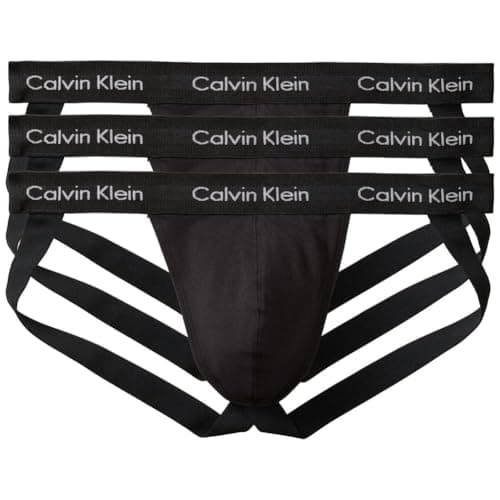 Image of Calvin Klein Men's Underwear Cotton Stretch 3-Pack Jock Strap, 3 Black, M