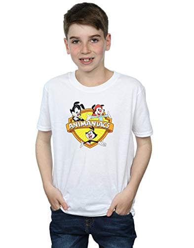 Image of Absolute Cult Animaniacs Boys Logo Crest T-Shirt White 7-8 Years