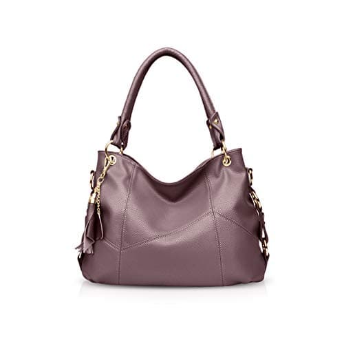 Image of NICOLE & DORIS Women Handbag Large Capacity Shoulder Bags Soft Leather Hobo Bag Fashion Cross-Body Bags Top-Handle Bags with Tassel Purple