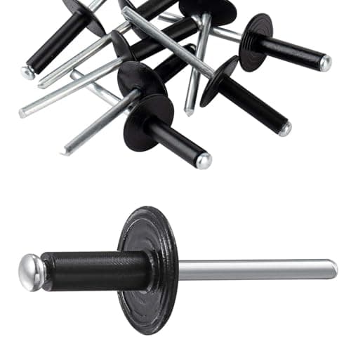 Image of 80 Pcs Large Flange Rivets Kit, M4.8 x 16mm Black Pop Rivets Aluminum Blind Rivet Assortment, Rivets for Metal, Plastic Wood Sheet Mounting, DIY (M4.8 x 16)