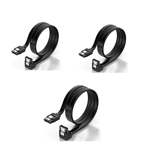Image of KUYIA SATA Cable III, Straight to 90 Degree Right Angled 6Gbps Data Leads,Sata3 HDD Cord Metal Clip Type L Connector Compatible Up to Serial ATA/ 600 40CM