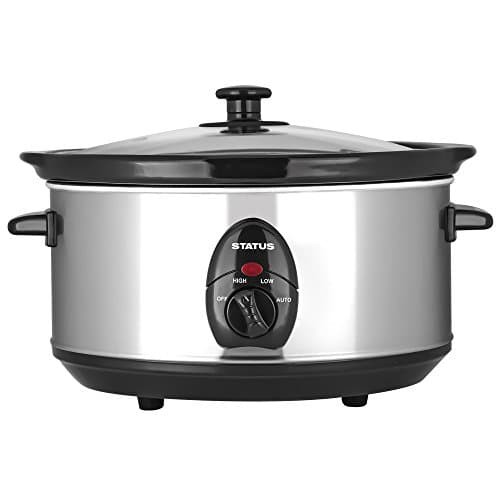 Image of STATUS San Diego Oval Slow Cooker – 3.5 Litre, 200 W, Stainless Steel, Two Heat Settings, Removable Non‑Stick Ceramic Bowl (SANDIEGO1PKB4)