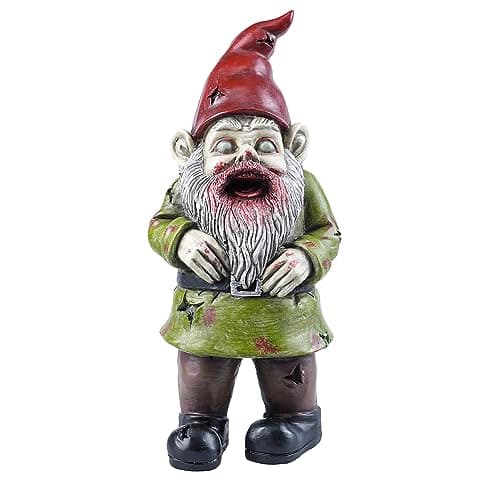 Image of FICITI Zombie The Walking Dead Gnome Garden Statue Sculpture Scary Halloween Decoration - Resin, 10 Inches