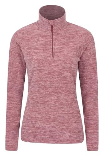 Image of Mountain Warehouse Snowdon Womens Fleece Top - Warm Ladies Pullover, Lightweight Sweater, Half Zip, Breathable & Quick Drying - Spring Summer, Walking, Travel Dark Pink Women's Size 16