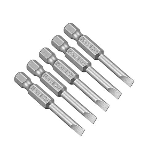 Image of sourcing map 5 Pcs 4mm Slotted Tip Magnetic Flat Head Screwdriver Bits, 1/4 Inch Hex Shank 2-inch Length S2 Power Tool