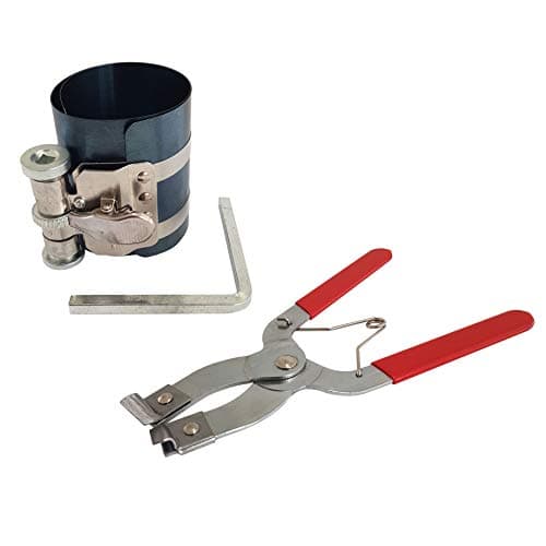 Image of Voche® Piston Ring Compressor Stainless Steel Clamp & Piston Ring Plier Set - 50-125mm Stainless Steel Compressor Clamp