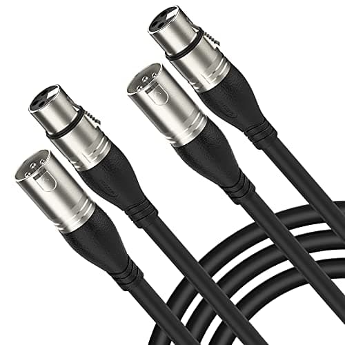 Image of NUOSIYA 1m 2 Pack Balanced XLR Microphone Cable - 3 Pin XLR Male to Female Extender Cord for Studio Recorder, Mic, Mixer, Speaker System, Phantom Power