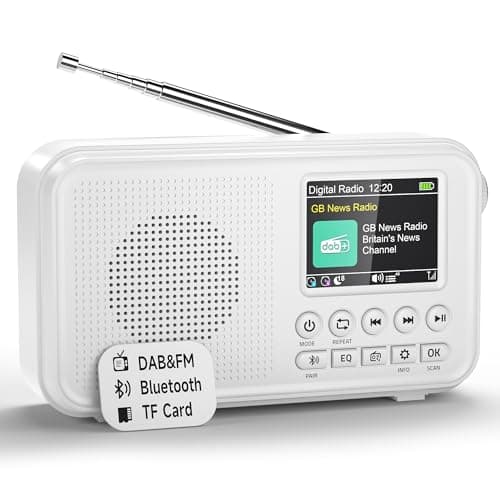 Image of Roxicosly Portable DAB Radio, 3000mAh Rechargeable & Mains Powered Digital FM Radio with Bluetooth, 2.4" Color Display, 18H Playtime, 80 Presets, EQ, 3.5mm AUX & SD Card Slot, Dual Alarm, Sleep Timer