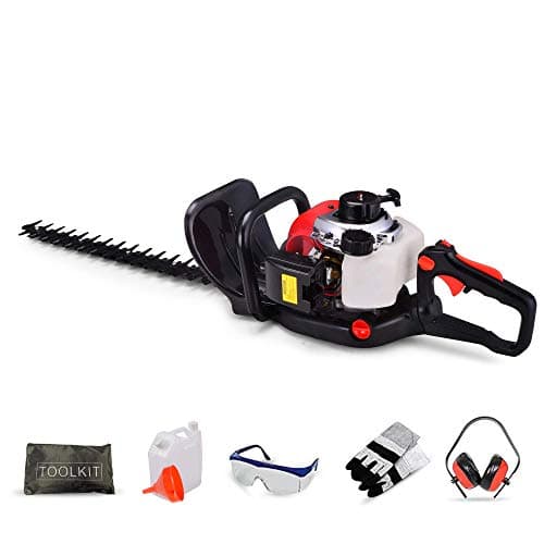 Image of BU-KO 26cc Petrol hedge Trimmer, Handheld Hedge Cutter, 600mm Strimmer Cutting Length with Dual Action Blades, Professional Garden Pruner, 180 Degrees Adjustable Rotatable Handle